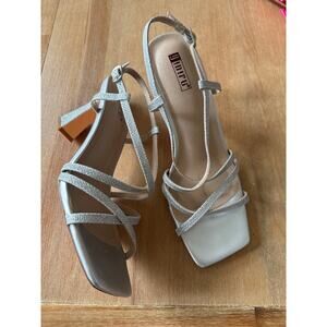 Didifu Strappy Silver Sparkle Heels. Size 9 Prom formal Wedding dance